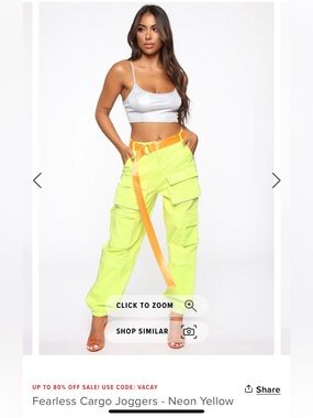 Fashion Nova Neon Lime Cargo Joggers